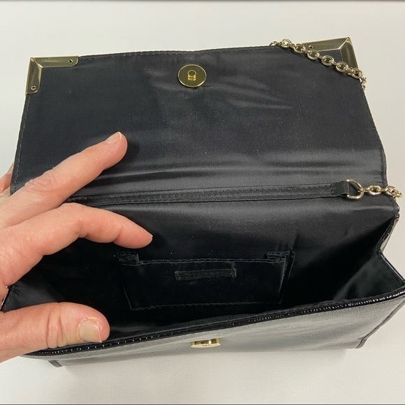 Style & Co. black patent leather clutch with gold chain - Picture 8 of 12